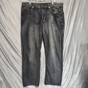 TK Axel Jeans 36x32 Black Rock Relaxed Straight Denim Embroidered Y2K Grudge